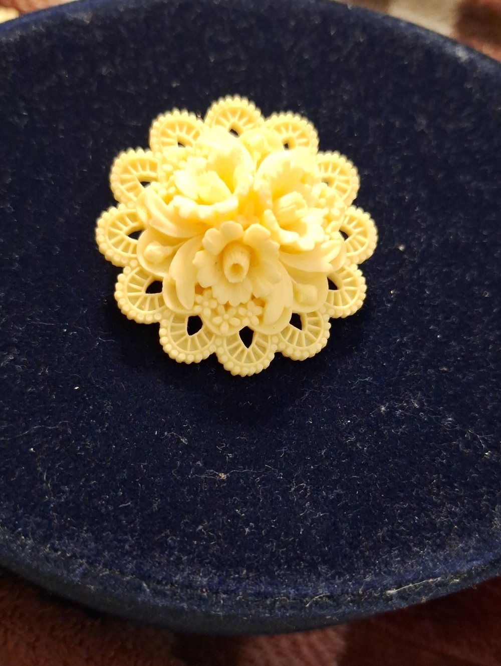 Vintage Celluloid Floral Statement Brooch. Very Detailed